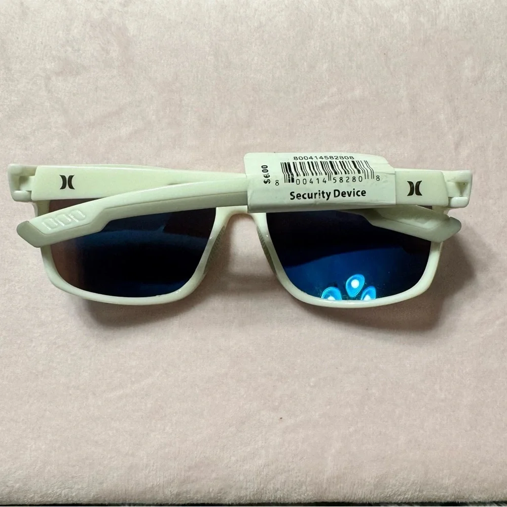 Hurley Ventura Floating Wrap Sunglasses White Frame & Blue Mirror Polarized Lens